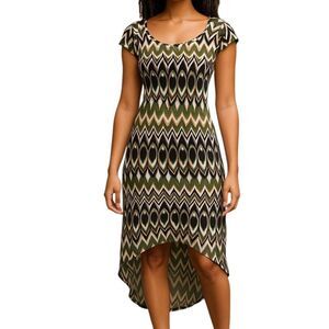 Bear Dance HIGH/LOW MAXI DRESS Size Large fits like Medium NWT Green/Black